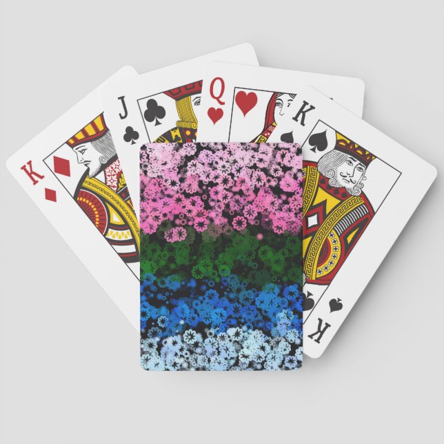 Retro Groovy Söt Blommig Omniromantisk Prideflagga Casinokort (Baksidan)