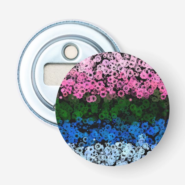 Retro Groovy Söt Blommig Omniromantisk Prideflagga Flasköppnare (Framsidan)