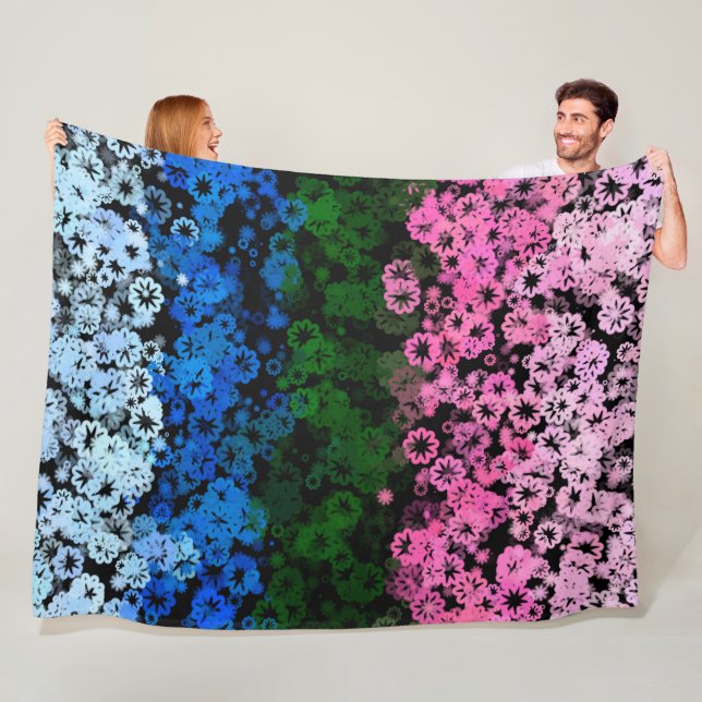Retro Groovy Söt Blommig Omniromantisk Prideflagga Fleecefilt (På plats)