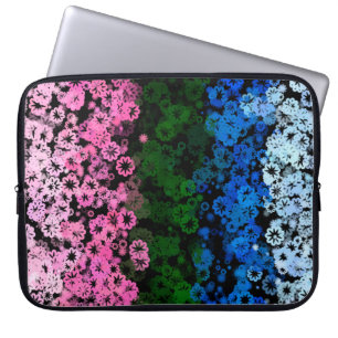 Retro Groovy Söt Blommig Omniromantisk Prideflagga Laptop Fodral