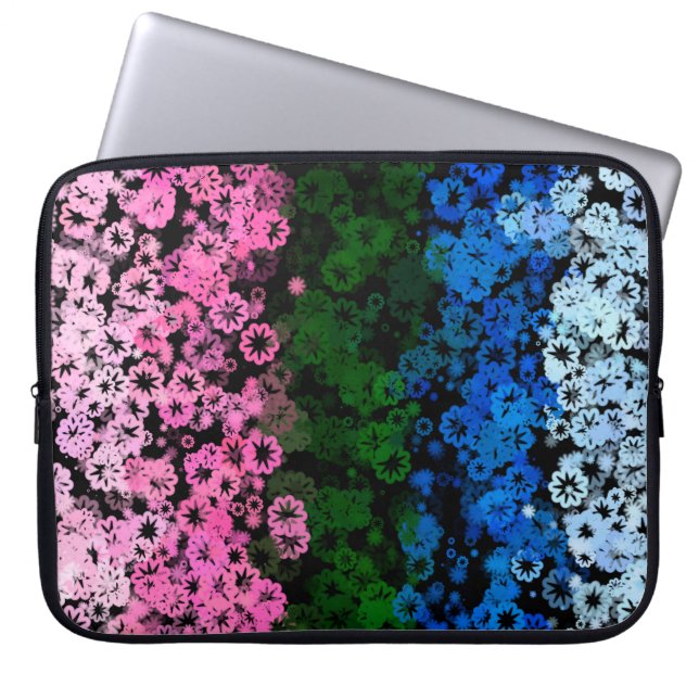Retro Groovy Söt Blommig Omniromantisk Prideflagga Laptop Fodral (Framsidan)