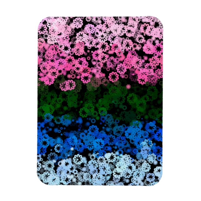 Retro Groovy Söt Blommig Omniromantisk Prideflagga Magnet (Vertikal)