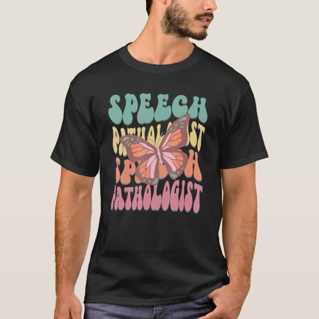 retro groovy speech language pathologist therapy t shirt (Framsida)