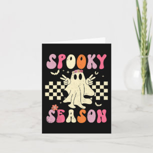 Retro Groovy Spöke Skumma Säsong Spöke Boo Hallowe Kort