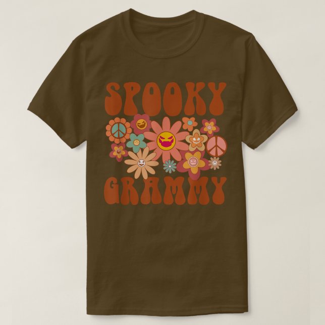 Retro Groovy Spooky Grammy Fall Halloween Thanksgi T Shirt (Design framsida)