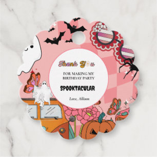 Retro Groovy Spooky Halloween födelsedagstack Gåvor Etiketter