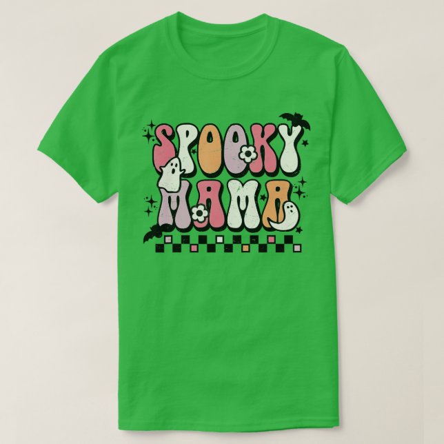Retro Groovy Spooky Mamma Fall Halloween Thanksgiv T Shirt (Design framsida)