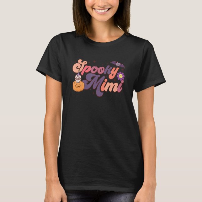 Retro Groovy Spooky Mimi Coola Grandma Halloween T Shirt (Framsida)