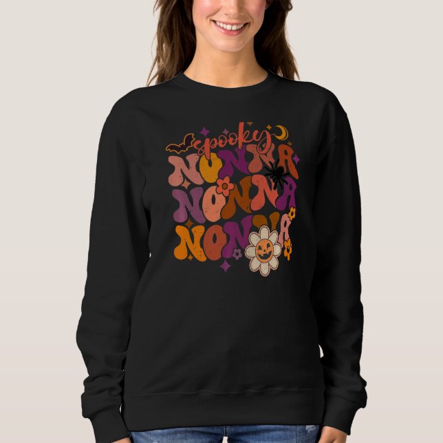 Retro Groovy Spooky Nonna Faboolous Nonna Hallowee T Shirt (Framsida)