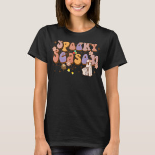 Retro Groovy Spooky Season Blommigt Ghost Pumpkin T Shirt