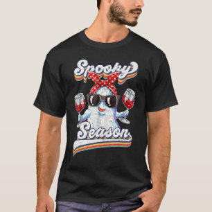 Retro Groovy Spooky Season Blommigt Ghost Pumpkin T Shirt