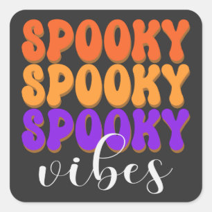 Retro Groovy Spooky Vibes Halloween Fyrkantigt Klistermärke