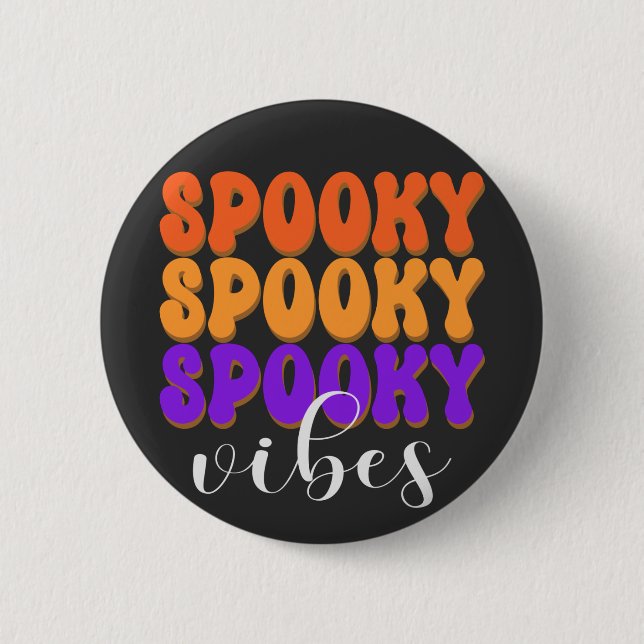 Retro Groovy Spooky Vibes Halloween Knapp (Framsida)