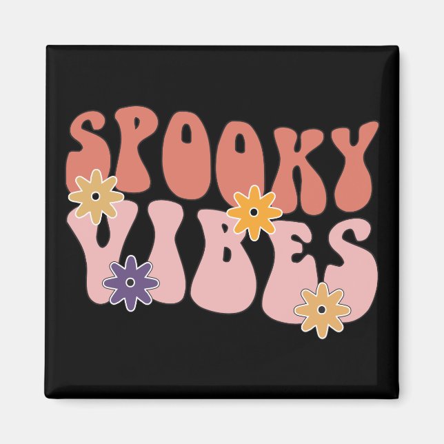 Retro Groovy Spooky Vibes Halloween Magnet (Framsidan)