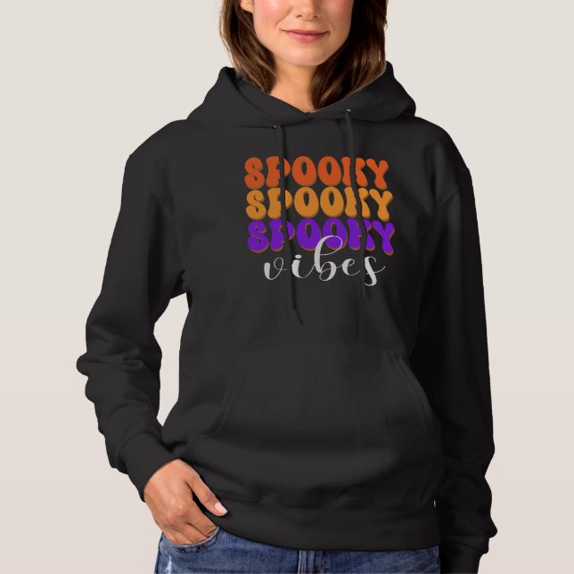 Retro Groovy Spooky Vibes Halloween T Shirt (Framsida)
