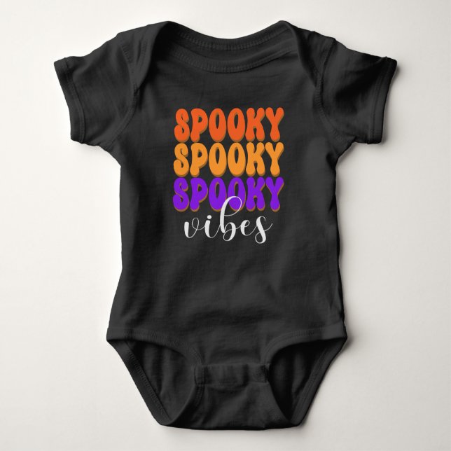 Retro Groovy Spooky Vibes Halloween T Shirt (Framsida)