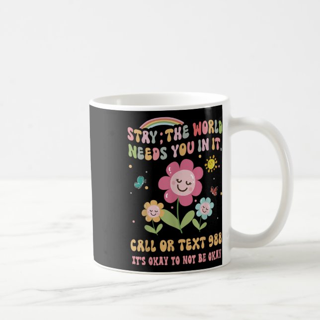 Retro Groovy Stanna världen behöver dig 988 Självm Kaffemugg (Höger)
