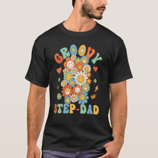 Retro Groovy Step Pappa Groovy Födelsedagsfest Mat T Shirt