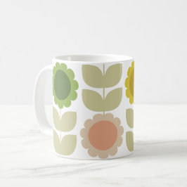 Retro Groovy Summer Flowers Stems Kaffemugg
