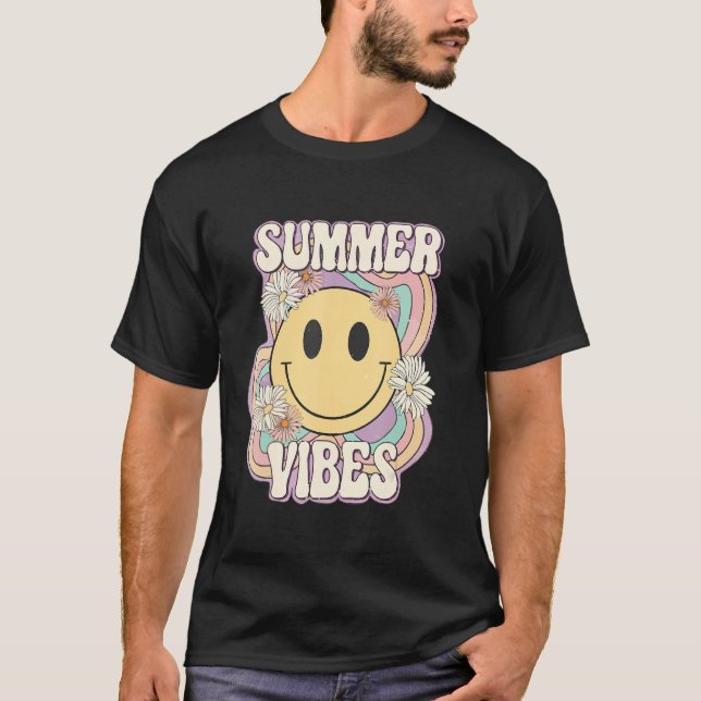 Retro Groovy Summer Vibes For Women Men Kids Summe T Shirt (Framsida)
