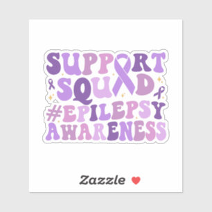Retro Groovy Support Squad - Lila Epilepsy Medvete Klistermärken