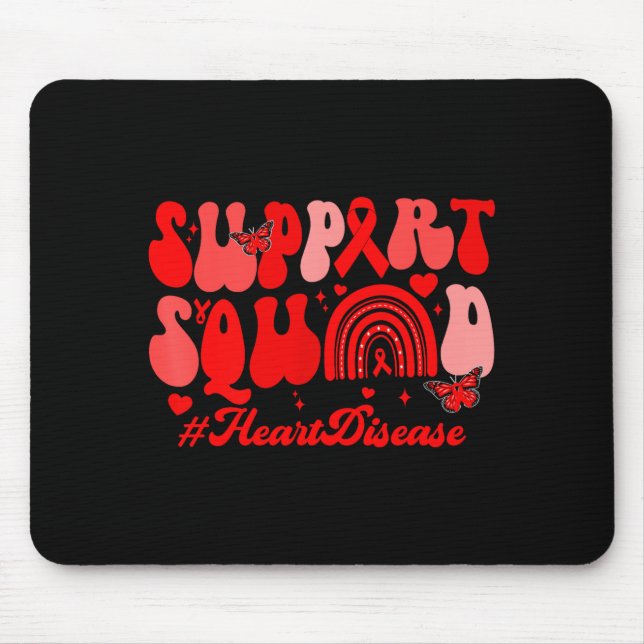 Retro Groovy Supporttrupp Hjärt sjukdom Röd band Musmatta (Framsidan)