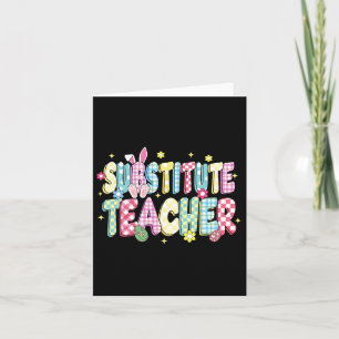 Retro Groovy Suppute Teacher Bunny Ear Påsk Kort
