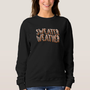 Retro Groovy Sweater Weather Fall Winter Leopard T Shirt