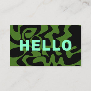 Retro Groovy Swirl Hej Olive Army Grönt Mint Visitkort