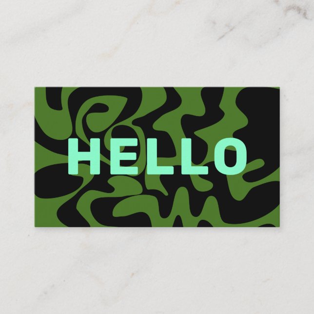 Retro Groovy Swirl Hej Olive Army Grönt Mint Visitkort (Framsida)
