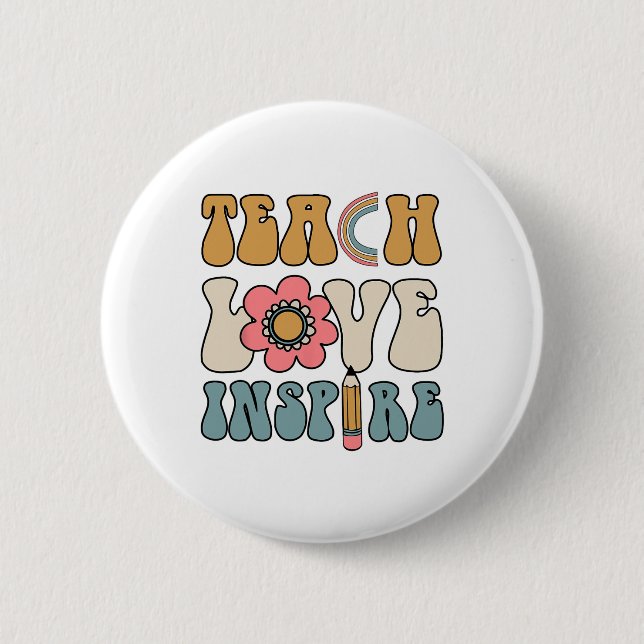 Retro Groovy Teacher Inspirational Happy Ck To Sch Knapp (Framsida)