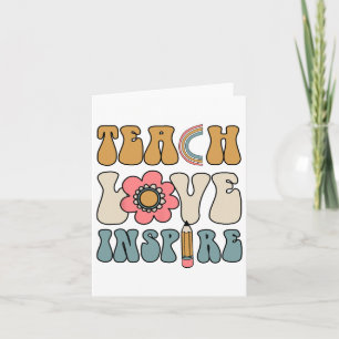 Retro Groovy Teacher Inspirational Lycklig Ck till Kort