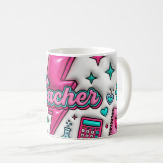 Retro Groovy Teacher Pink and Teal 11oz Mug Kaffemugg
