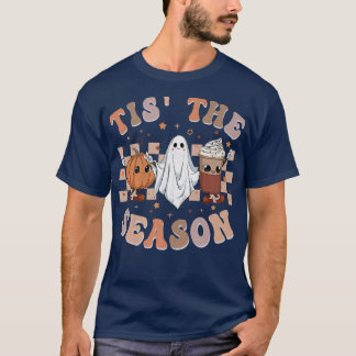 Retro Groovy Tis Season Pumpkin Ghost Hippie H T Shirt