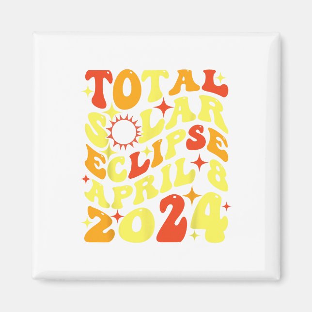 Retro Groovy Total Solar Eclipse april 2024 Magnet (Framsidan)