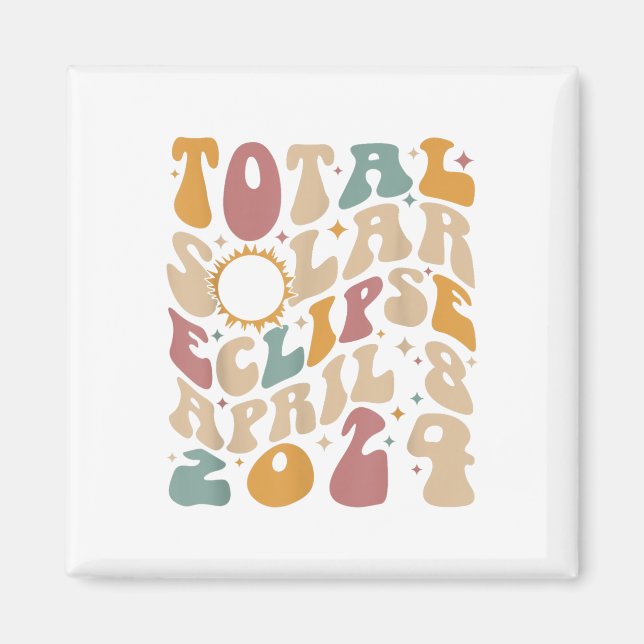 Retro Groovy Total Solar Eclipse april 2024 Magnet (Framsidan)