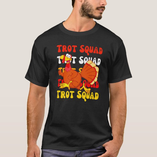 Retro Groovy Turkey Trot Squad Thanksgiving Turkey T Shirt (Framsida)