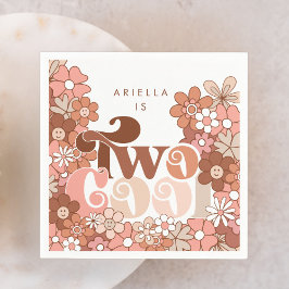 Retro Groovy Två Coolor flickor 2:a födelsedag Pappersservett