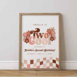 Retro Groovy Two Coola Girls 2:a födelsedag Välkom Poster