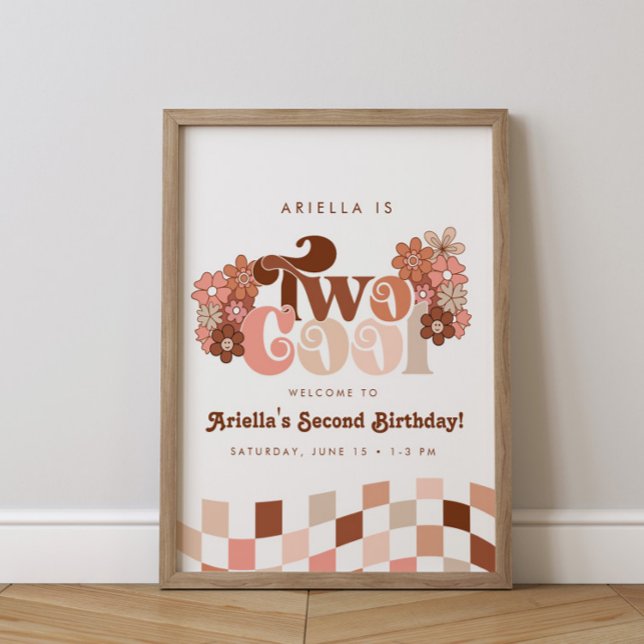 Retro Groovy Two Coola Girls 2:a födelsedag Välkom Poster (Skapare uppladdad)