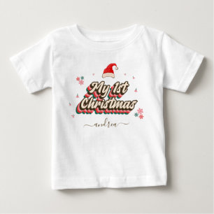 Retro Groovy Typografi 1:a Julens Flicknamn T Shirt
