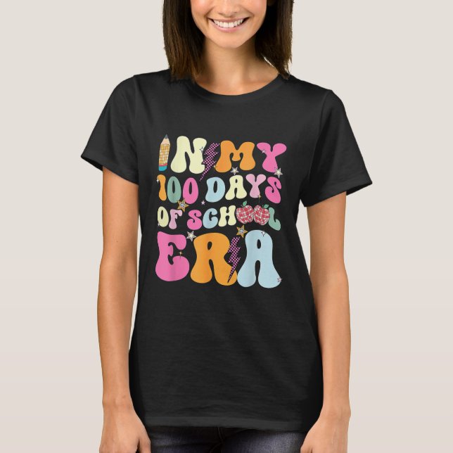 Retro Groovy under mina 100 dagar i skolan Era 100 T Shirt (Framsida)