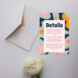 Retro Groovy Vågar Colorful Bröllop Tilläggskort