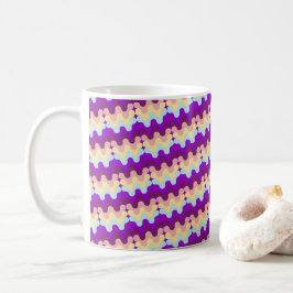 Retro Groovy Vågigt Mönster Lila Och Gul Kaffemugg