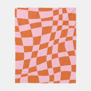 Retro Groovy Vågigt Psychedelic Checkerboard Check Fleecefilt