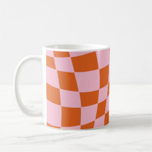 Retro Groovy Vågigt Psychedelic Checkerboard Check Kaffemugg