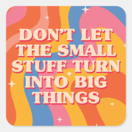 Retro Groovy Vågor Med Mindfulness Mantra Fyrkantigt Klistermärke