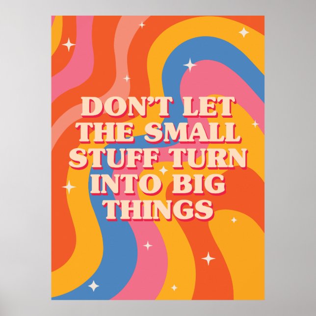 Retro Groovy Vågor Med Mindfulness Mantra Poster (Framsidan)