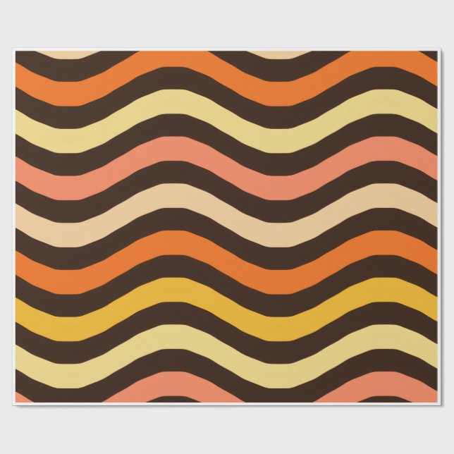 Retro Groovy Vågor Sömlöst Mönster Presentpapper (Platt)