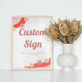 Retro Groovy valentine Anpassningsbar party tecken Poster